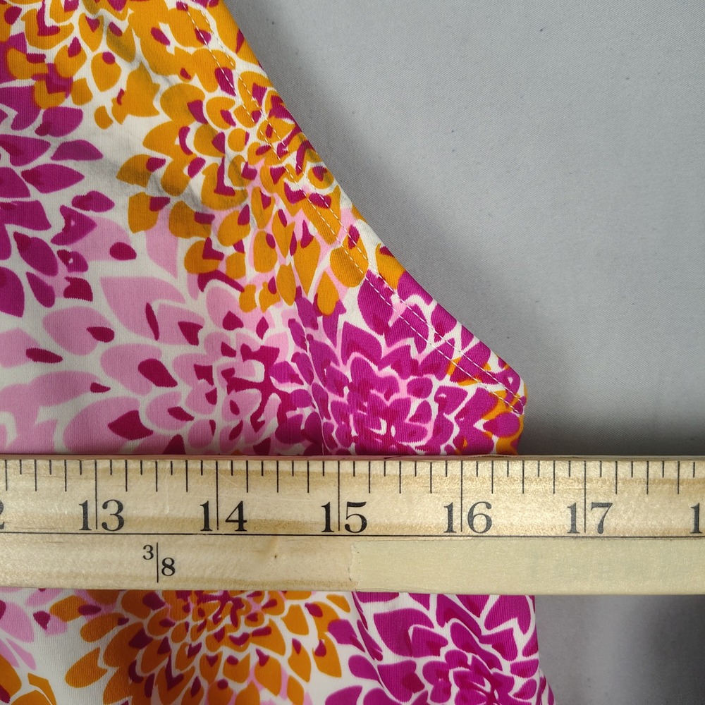 LL Bean Tankini Top Womens 18 Pink Floral Halter UPF 50 Nylon Blend Dahlia - Picture 6 of 7